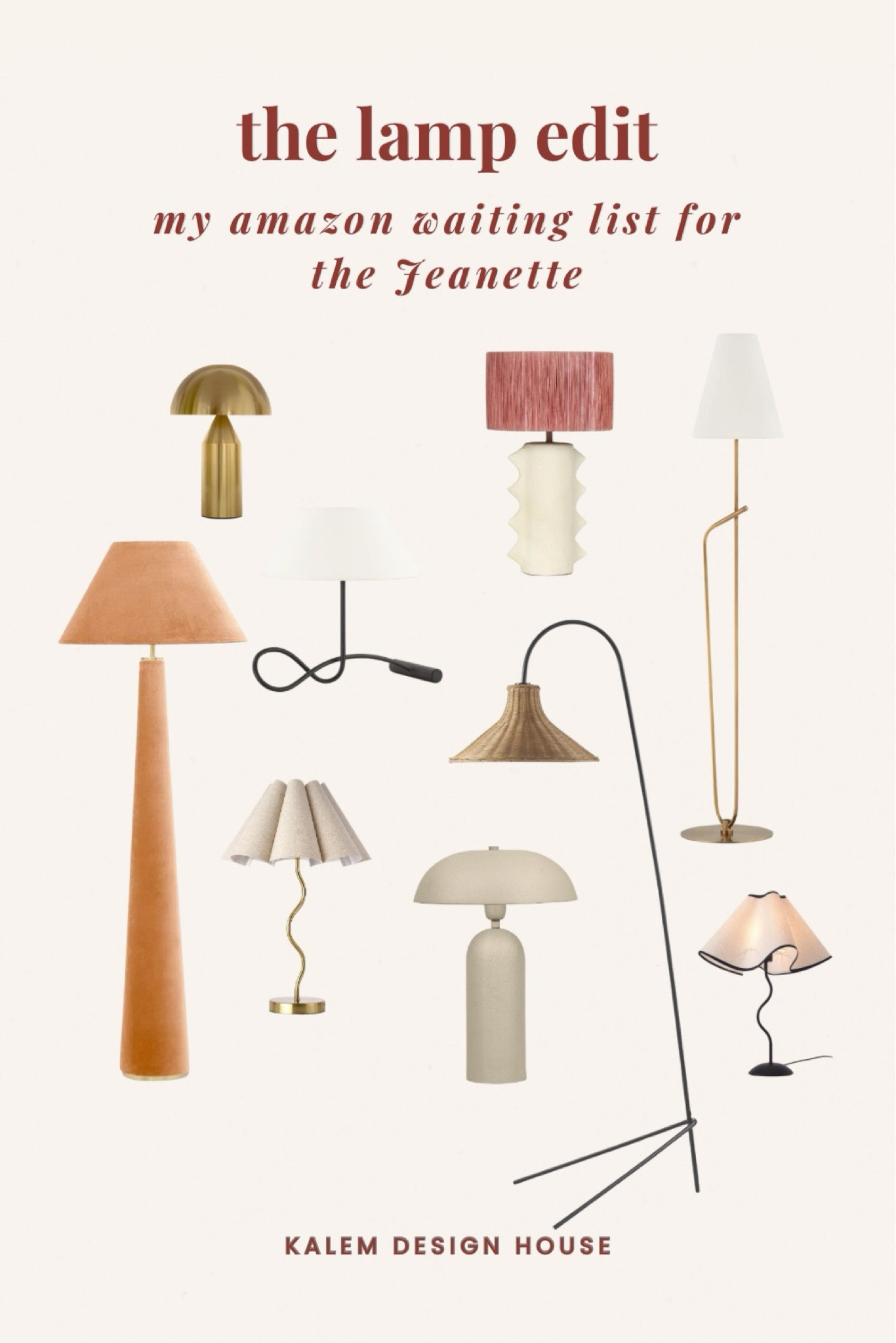 Our list of lights ready to go for install week at the Jeanette project 🔨🔨✨ #homedecor

Home Decor, Lamp Decor, Lamp Roundup, Black Bedside Table Lamp for Bedroom, Matte Black Pleated Table Lamps, Bedroom Lamps for Nightstand and Small Spaces with Scalloped Shade for Bedroom, Home Office, Living Room, Kids Dorm
Brightech Venus Gold Mushroom Table Lamp - Modern Lamp for Living Room, Bedroom Side/End Table - Dimmable, Unique Side Table LED Lamp Shade for Office, Reading
Furniture Graham Terracotta Velvet Floor Lamp
Furniture Wild Thing Papier Mache Table Lamp
Small Table Lamp, Bedside Nightstand Lamp with Adjustable Beige Lampshade, Morden Mini Desk Lamp for Bedroom Home Office Decor
Furniture Sammi Taupe Table Lamp
1 Light Floor Lamp-64 Inches Tall and 11.75 Inches Wide
2 Light Table Lamp-18.5 Inches Tall and 15.75 Inches Wide

#LTKHome