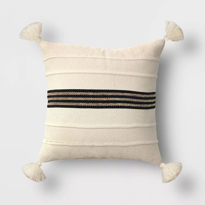 Textured Outdoor Throw Pillow Ivory/Black - Threshold™ | Target