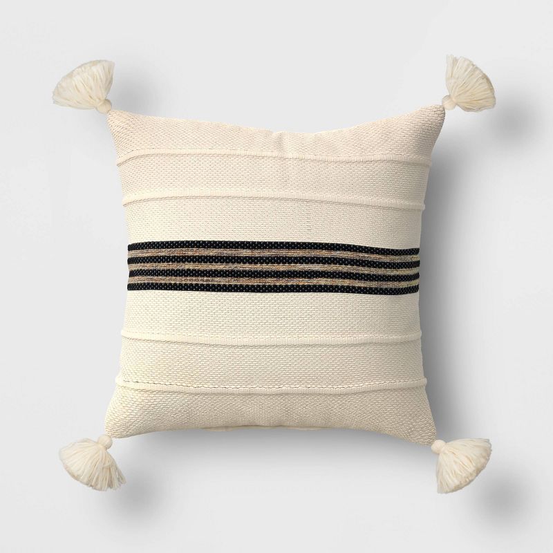 Textured Outdoor Throw Pillow Ivory/Black - Threshold™ | Target