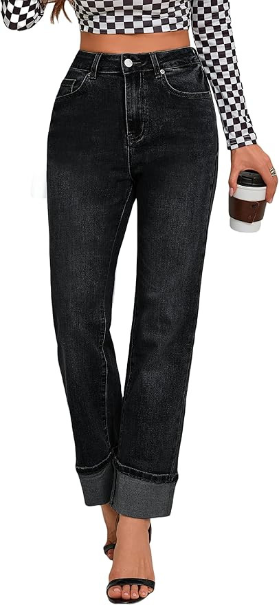 Womens Jeans High Waisted Stretchy Straight Leg Jeans for Women Tummy Control Trendy Cute Ankle F... | Amazon (US)