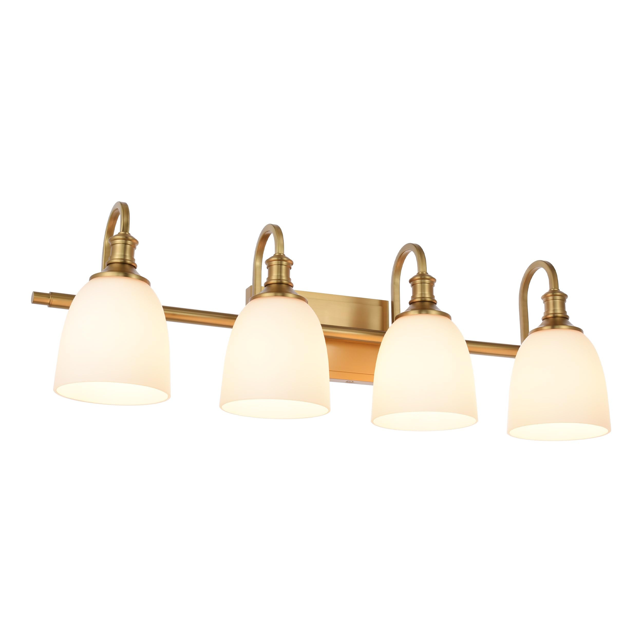 Bathroom Vanity Light Fixtures, Vintage Aged Brass 4 Lights Wall Sconce Lighting with Milk Glass ... | Amazon (US)