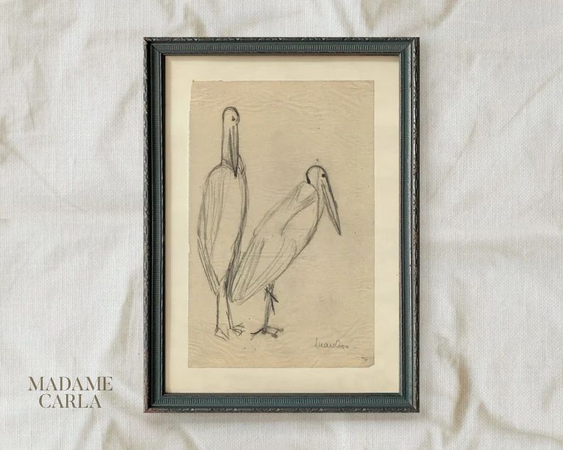 Vintage Storks Drawing, Stork Sketch Art, Storks Print , Animal Decor, Animal Art, farmhouse wall... | Etsy (US)