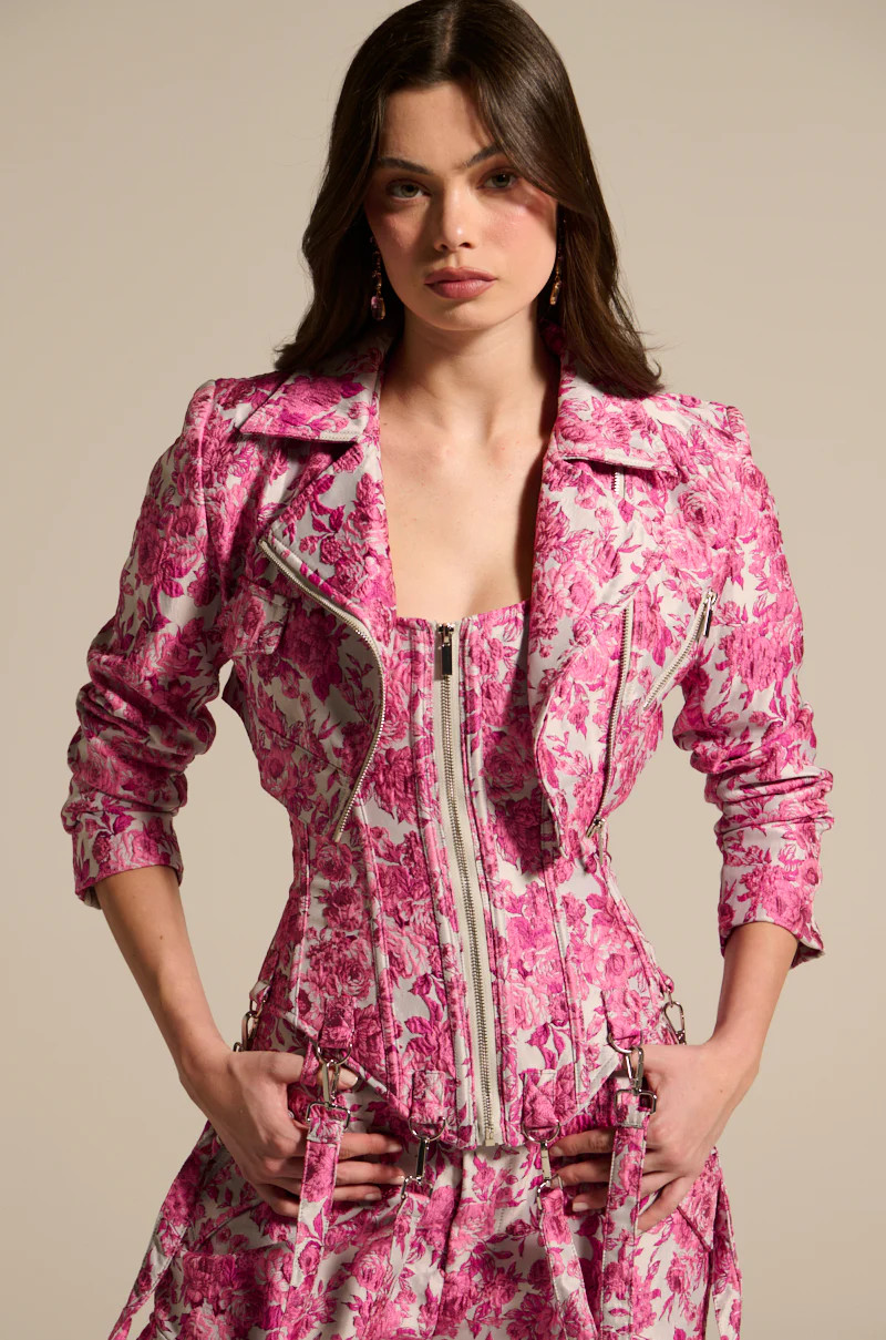 MILEY JACQUARD CROPPED MOTO | AKIRA