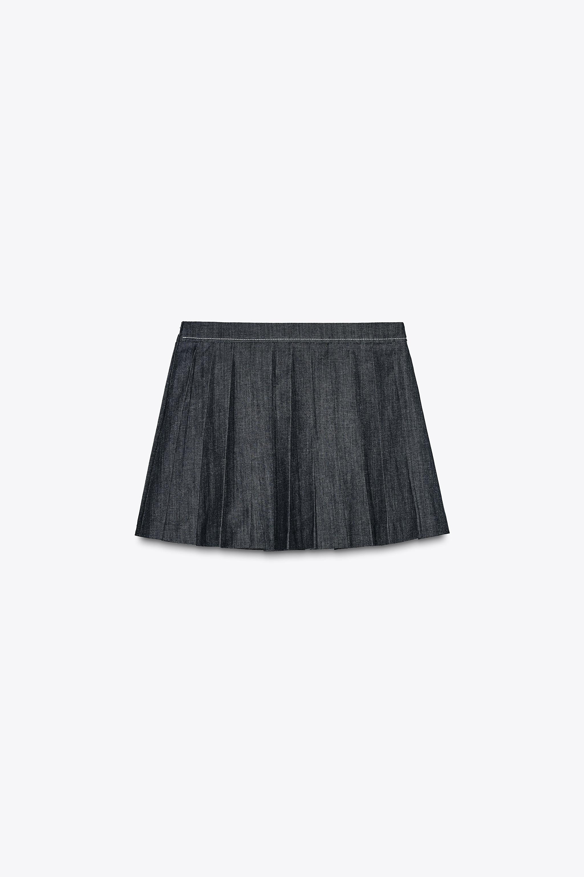 Z1975 PLEATED DENIM CULOTTE SKIRT | Zara US
