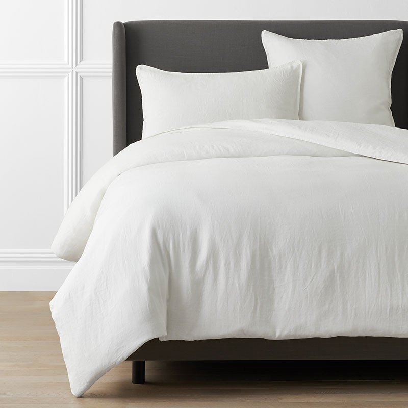 Premium Breathable Washed Linen Solid Duvet Cover - White, Size Full/queen | The Company Store | The Company Store