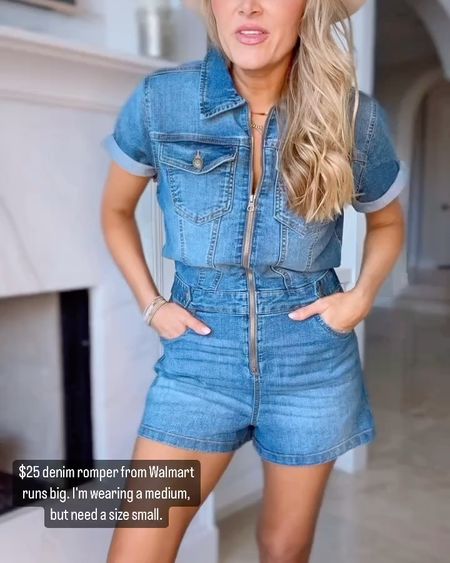 Can you believe this $25 denim and black romper is from Walmart. SIZING INFO: Black wearing medium fits great, denim wearing a size medium, but need to exchange for a size small . So black in my opinion, runs a little bit smaller than the denim. runs ! This would make the perfect country concert outfit



#LTKFindsUnder100 #LTKOver40 #LTKFindsUnder50