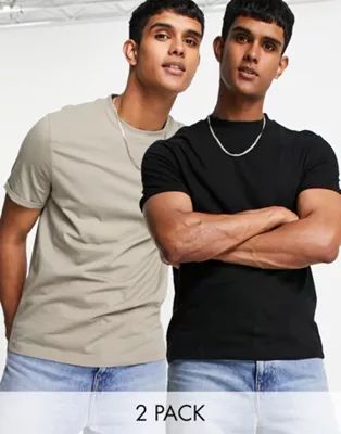 ASOS DESIGN 2 pack organic t-shirt with roll sleeve | ASOS (Global)