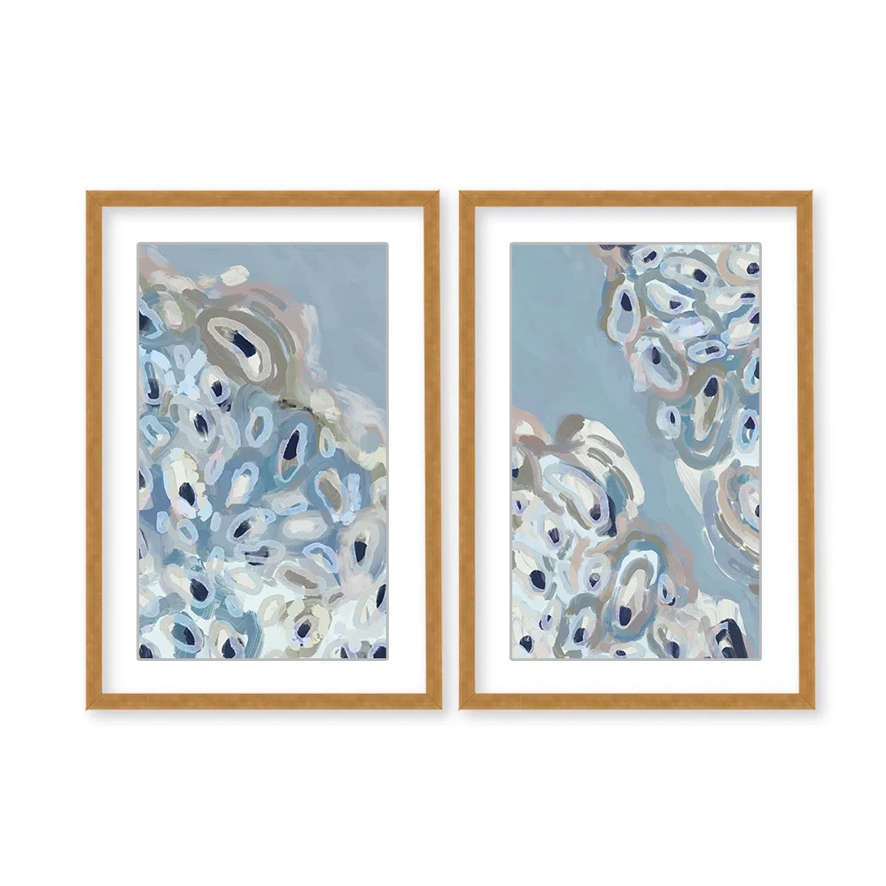 Coastal Retreat Glistening Shores: Abstract Oyster Diptych | Perigold