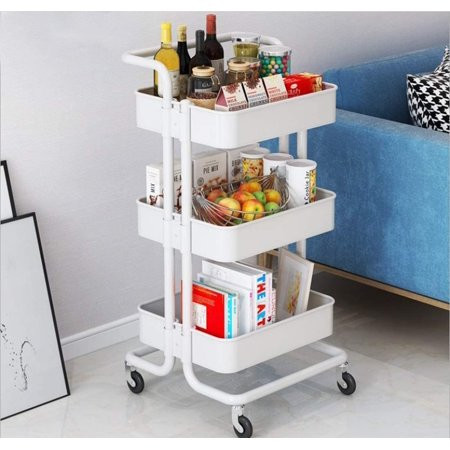 Storage Trolley Cart - 3 Tier Rolling Utility Organizer Rack, Craft Art Cart, Multi-Purpose Organize | Walmart (US)
