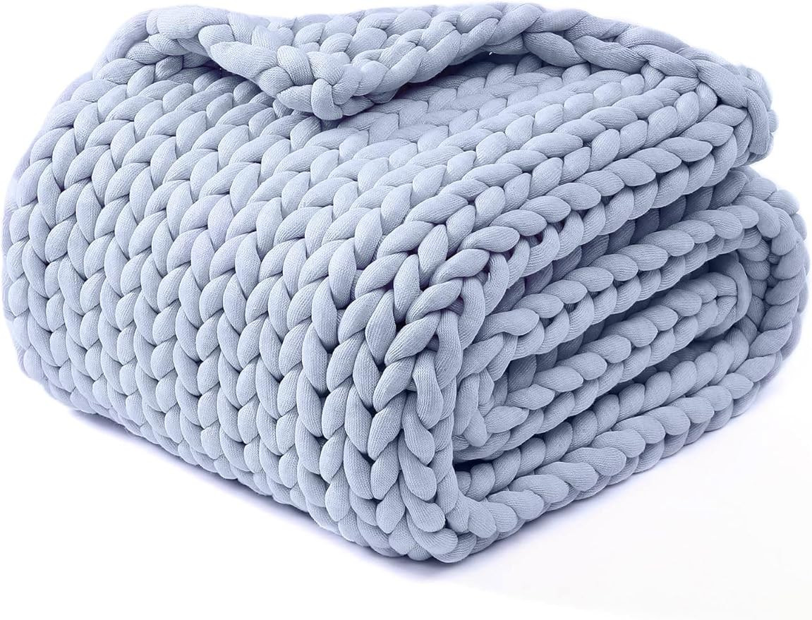 YnM Chunky Throw Blanket, Medium-Weight, Hand Knitted, Skin Friendly, Ventilated and Breathable, ... | Amazon (US)