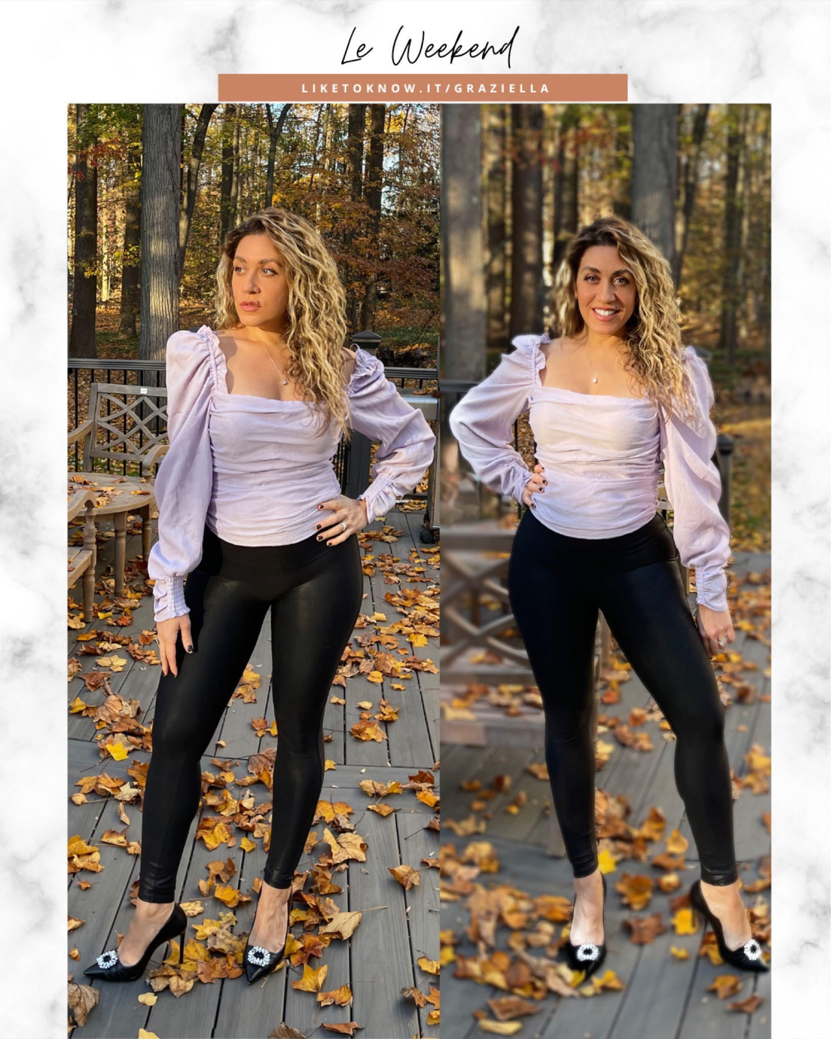 Date Night Outfit for ~Le Weekend~
This flirty, feminine blouse has the perfect silhouette for candlelight or golden hour, paired with the best faux leather leggings around and sexy black pumps. Wearing small top, medium pants.

https://liketk.it/3TBrr

#ltkweekend #datenight #weekendwear

#LTKstyletip #LTKSeasonal