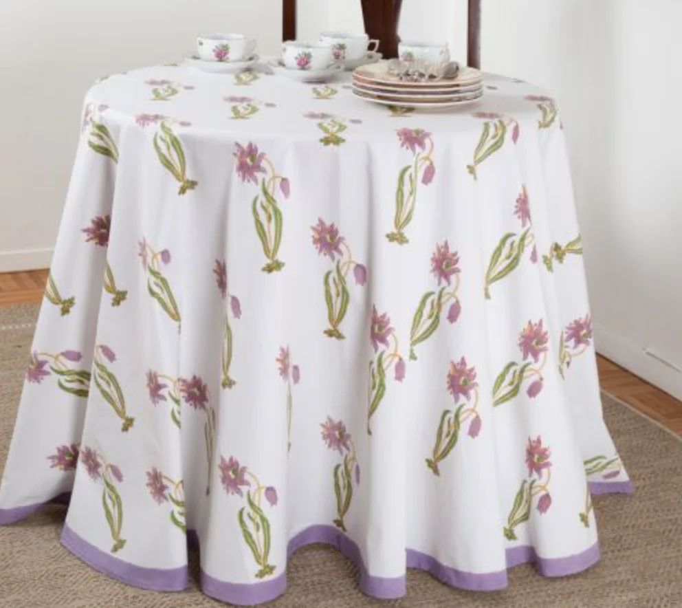 Florence Lilac and Green Round Tablecloth
 – Paloma and Co. | Paloma & Co.