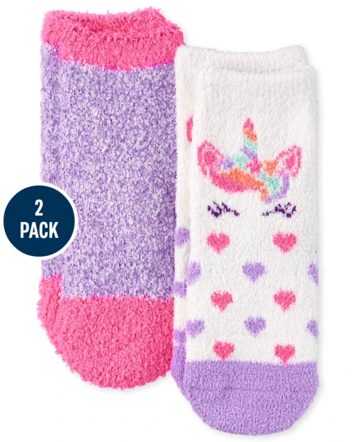 Toddler Girls Unicorn Cozy Socks 2-Pack | The Children's Place | The Children's Place