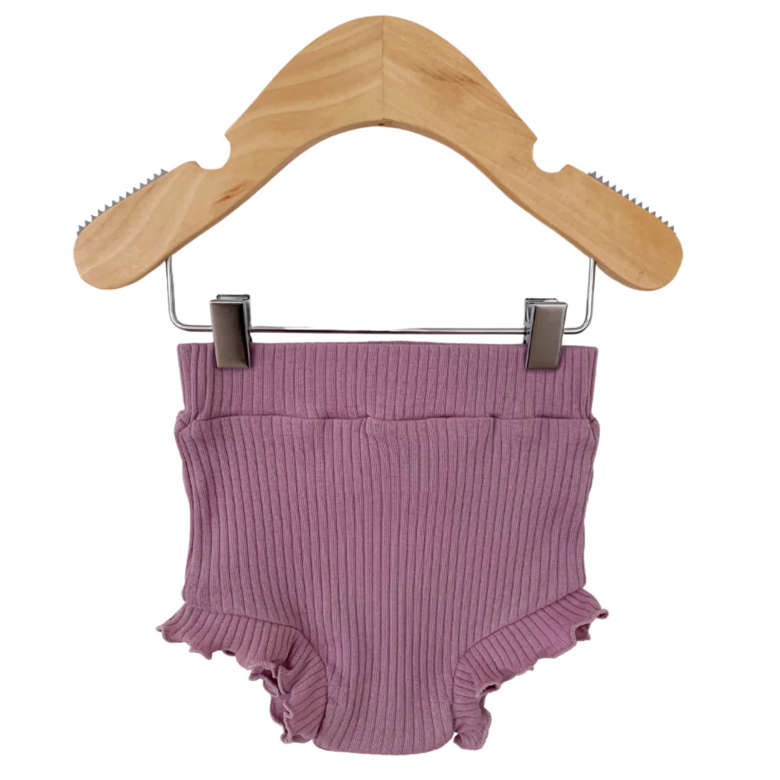 Organic Ribbed Ruffle Bloomer, Lavender | SpearmintLOVE