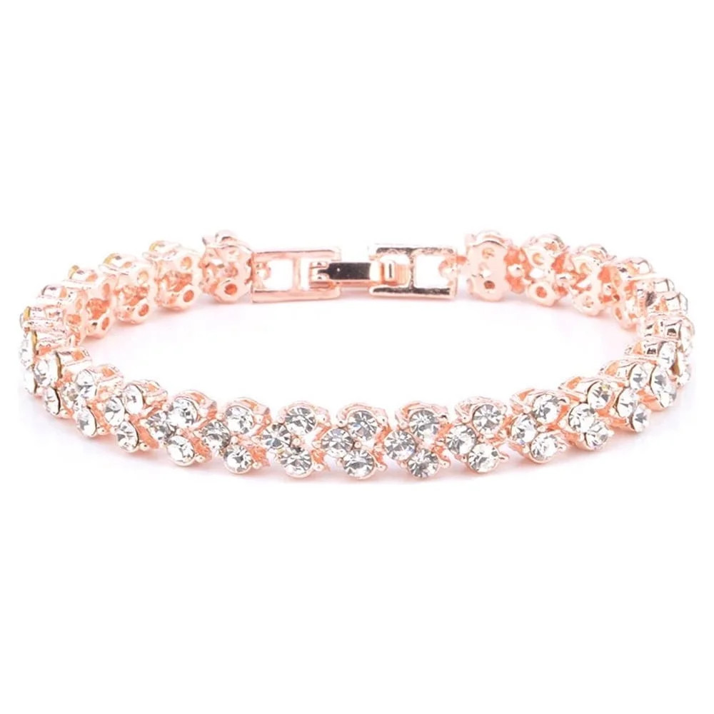 Suncoda Women's Tennis Bracelets Luxury Slender Rose Gold Plated Bracelet with Sparkling Cubic Zi... | Walmart (US)