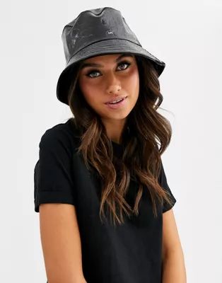 ASOS DESIGN vinyl croc bucket hat in black | ASOS (Global)