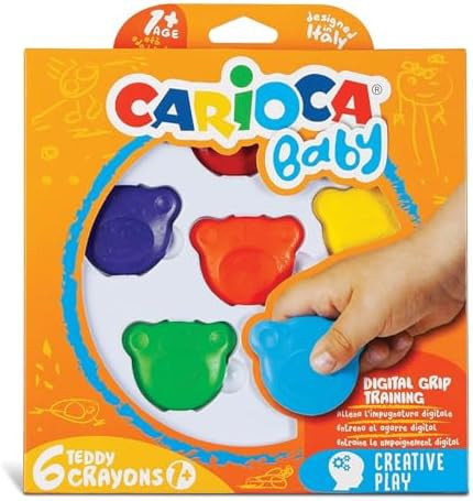 CARIOCA Baby Wax Crayons – 6 Bear-Shaped Non-Toxic Crayons for Toddlers, Washable, Chunky First... | Amazon (US)
