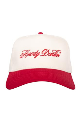 KATYDID Howdy Darlin’ Vintage Hat - Two-Toned Funny Trucker Hat - Embroidered Vintage Baseball Cap for Women - Snapback (Red/Tan) | Amazon (US)