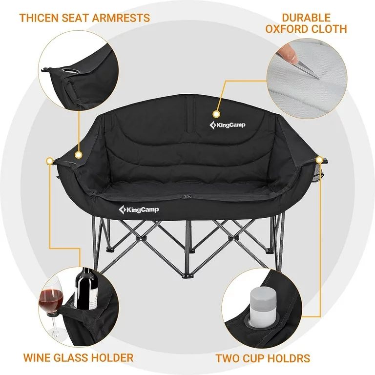 Kingcamp Loveseat Camping Chair for Adult Double Camping Chair Folding Chair for Two People Heavy... | Walmart (US)