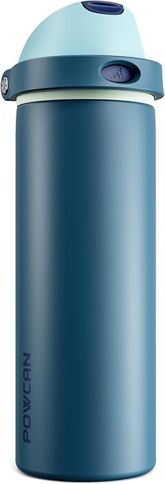 POWCAN 24 oz Insulated Stainless Steel Water Bottle: 2-in-1 Push-Button Spout & Quick-Flip Straw,... | Amazon (US)