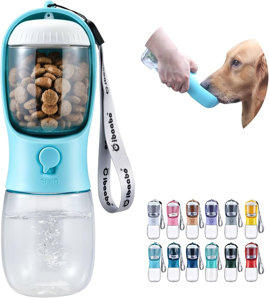 Dog Water Bottle with Food Container, Travel Puppy Water Bowl, Portable Pet Dispenser, Dog Stuff ... | Amazon (US)