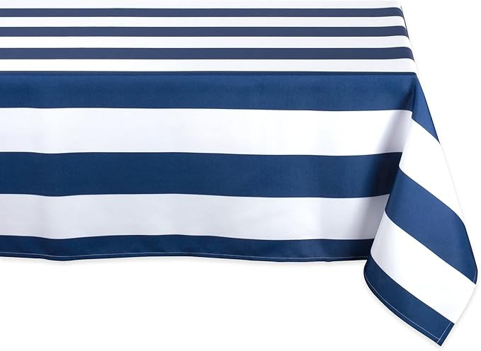 DII Cabana Stripe Outdoor Tabletop Collection, Water Resistant, Tablecloth, 60 x 120, Nautical Bl... | Amazon (US)