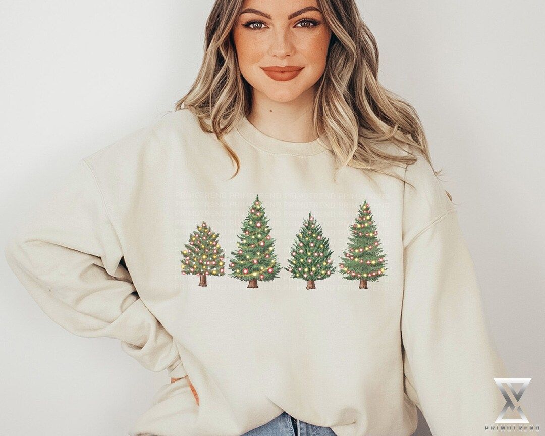 Christmas Trees Sweatshirt, Womens Christmas Sweatshirt, Christmas Sweater, Christmas Crewneck, C... | Etsy (US)