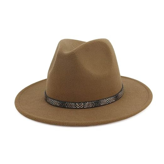 Lisianthus Men & Women Retro Wide Brim Felt Fedora Panama Hat with Belt | Amazon (US)