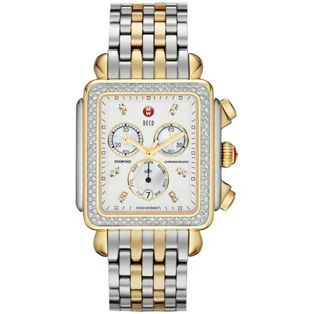 Michele Deco XL Diamond Chronograph Day/Date Two-Tone Stainless Steel Womens Watch MWW06Z000013 | Walmart (US)