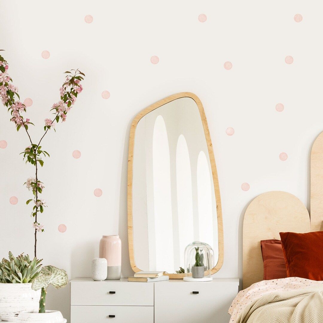 Muted Pink Watercolor Polka Dot Wall Decals 6 Cm Powder - Etsy | Etsy (US)