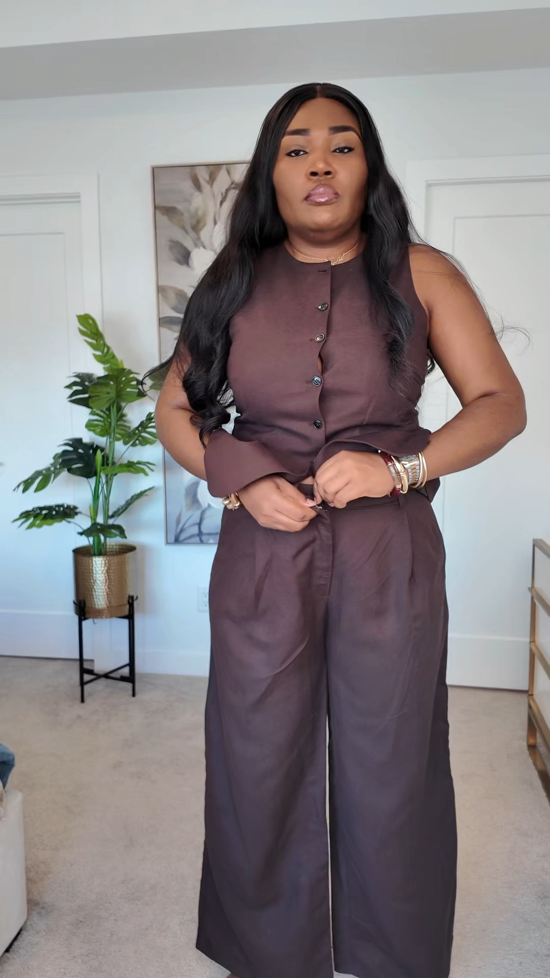 Brown vest set 