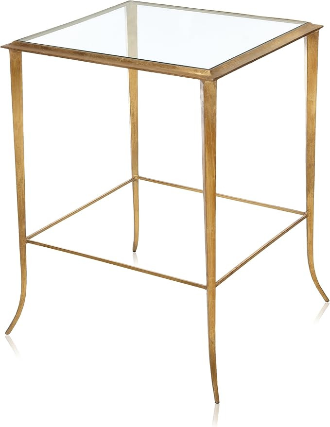 Safavieh Home Collection Tory Gold Foil Glass Top Accent Table | Amazon (US)