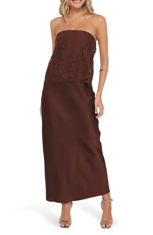 Petal & Pup Lelita Strapless Maxi Dress in Brown at Nordstrom, Size Large | Nordstrom