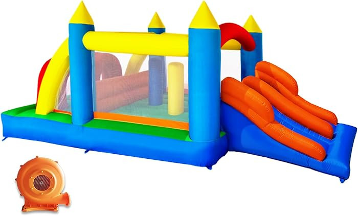 HuaKastro 16.3x7.2FT Kids Inflatable Obstacle Bounce House with Dual Racing Slides, Crawl Tunnels... | Amazon (US)
