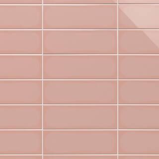 Ivy Hill Tile Remington Pink 3.93 in. x 11.81 in. Polished Porcelain Wall Tile (13.55 sq. ft./Cas... | The Home Depot