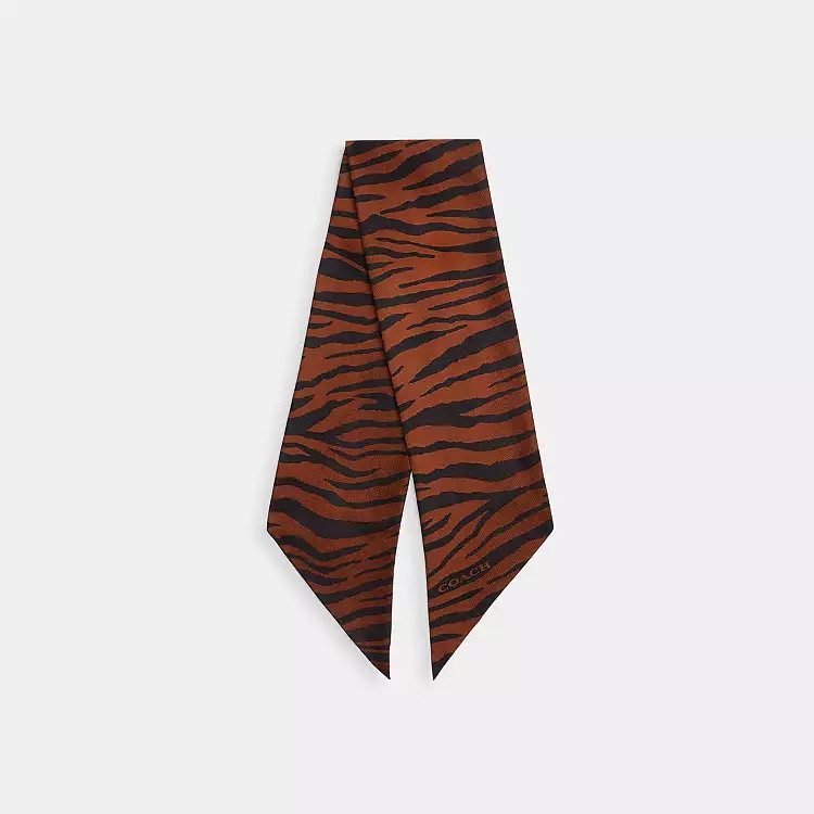 Tiger Print Silk Wide Skinny Scarf | Coach (US)