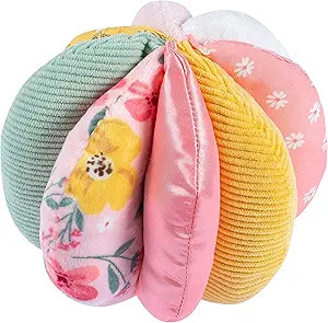 Gerber Baby Developmental Sensory Ball with Rattle Inside, Pink Yellow Floral Ball, One Size | Amazon (US)