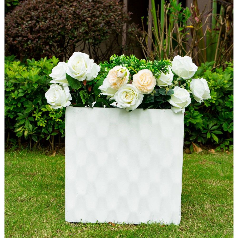 12"" Kante Lightweight Outdoor Retro Square Concrete Planter Pure White - Rosemead Home & Garden, In | Target