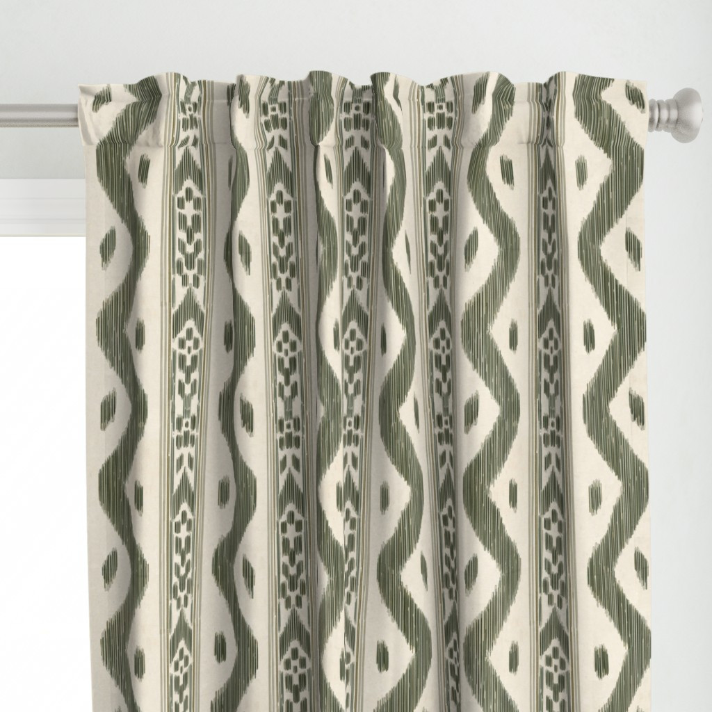 Curtain in Mariah Ikat Green Large 18" | Spoonflower