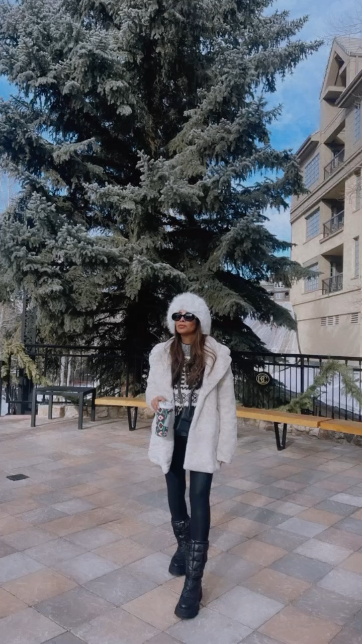 NYE outfit // winter mountain trip outfit. 
Fur coat only available in store at H&M wearing a size XS, cheers sweater wearing an XS, leggings wearing an XS petite, boots true to size wearing a size 7. 

Faux fur coat 
Fur hat 
Leggings 
Winter boots 
Snow boots 
Celine sunglasses 
Mom style 
Outfit idea 
Winter outfit 
Winter outfit idea 
Alo Yoga
Nordstrom 

#winteroutfitidea #winteroutfit #mountaintrip #newyears #momstyle #momfashion #furcoat #spanx #h&m #revolve #celinesunglasses #colorado #beavercreek #alo #nordstrom 

#LTKtravel #LTKstyletip #LTKsalealert