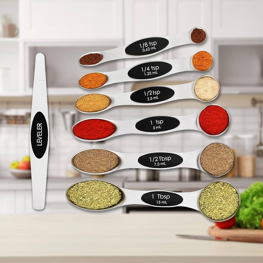 Amazon.com: Magnetic Measuring Spoons Set with Strong N45 Magnets, Heavy Duty Stainless Steel Met... | Amazon (US)