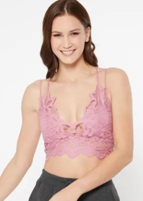 Light Mauve Crochet Crisscross Strap Bralette | rue21