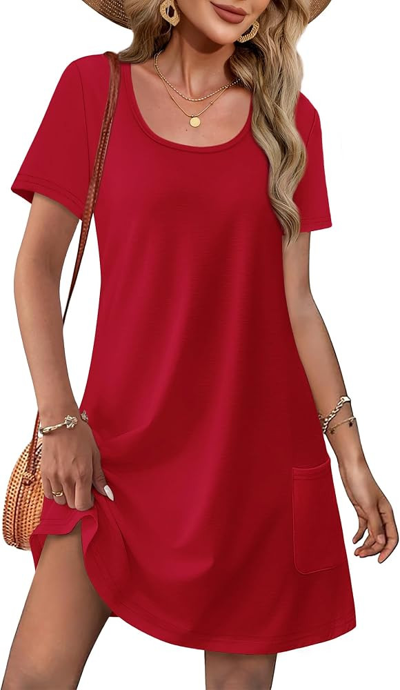 OFEEFAN Summer Dresses Loose Tshirt Dress Sundresses | Amazon (US)