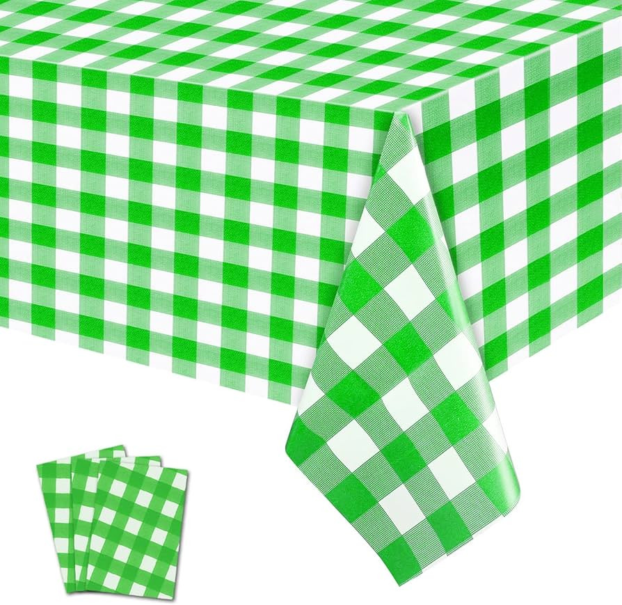 DKULMN 3PCS Green and White Checkered Tablecloths,108''x54'' Rectangular Disposable Gingham Table... | Amazon (US)