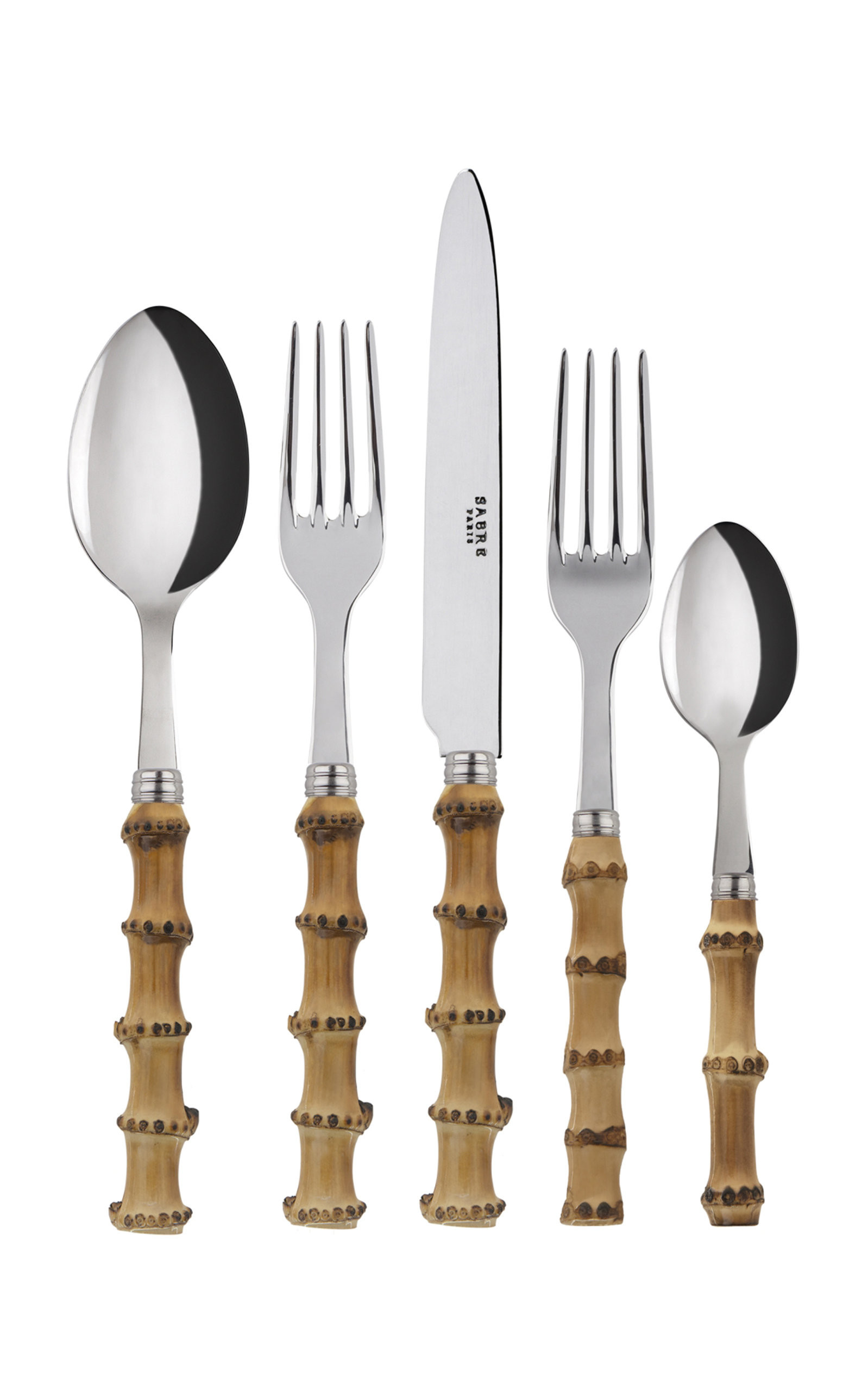Sabre - Panda Bamboo Five-Piece Silverware Set - Brown - Moda Operandi | Moda Operandi (Global)