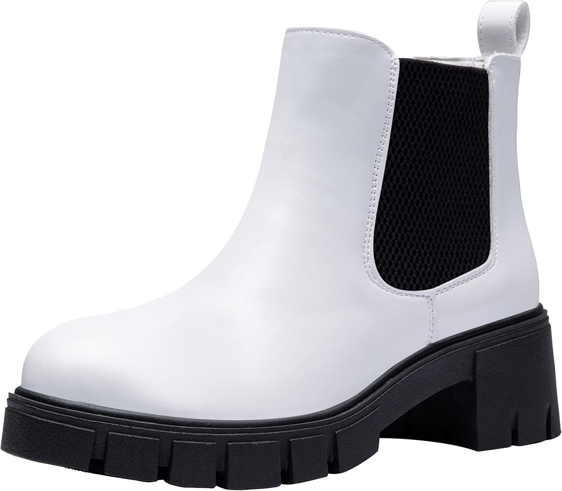 Vepose Women's 936 Ankle Boots Platform Chelsea/Lace Up Chunky Block Heel Booties | Amazon (US)