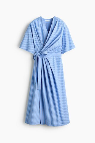 H & M - Wrap Midi Dress - Light Blue/Pinstriped | H&M (US + CA)