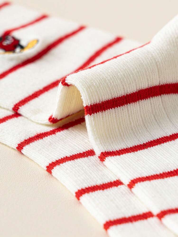 Disney Disney 5/1 Pair Authentic Women's Socks, Embroidered Mickey Mouse, New Year Gift Socks, Ca... | SHEIN