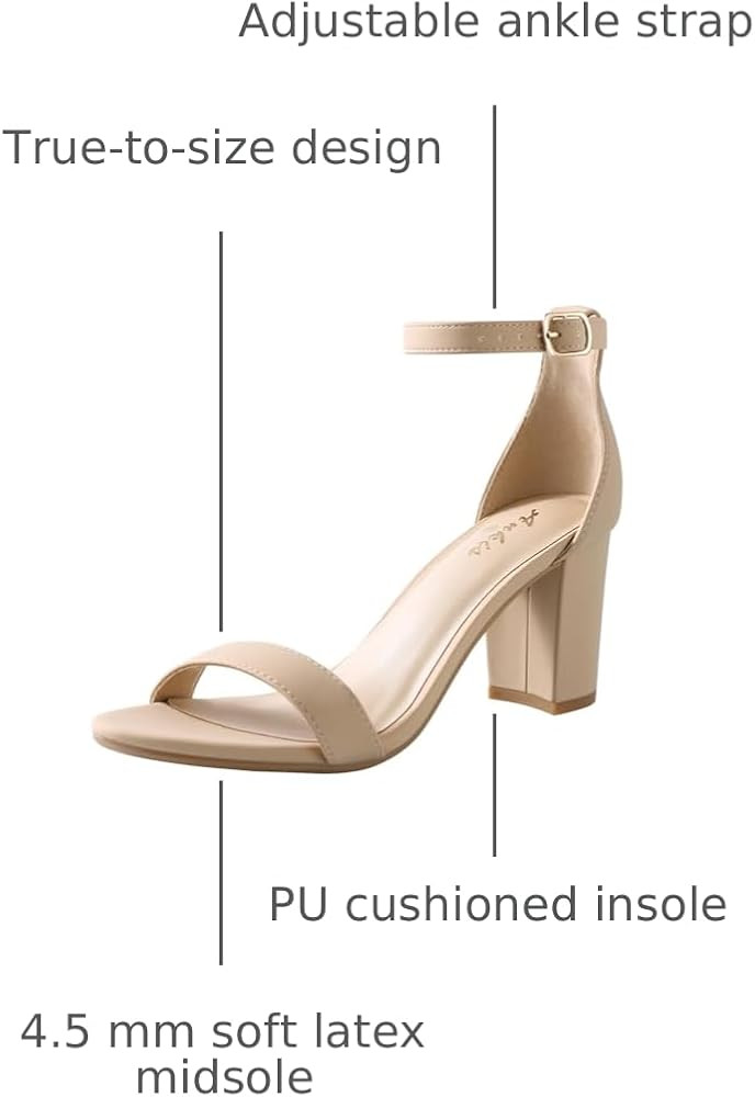 Ankis Heels for Women Open Toe Ankle Strap Chunky Heel Sandals 2.75 Inch | Amazon (US)