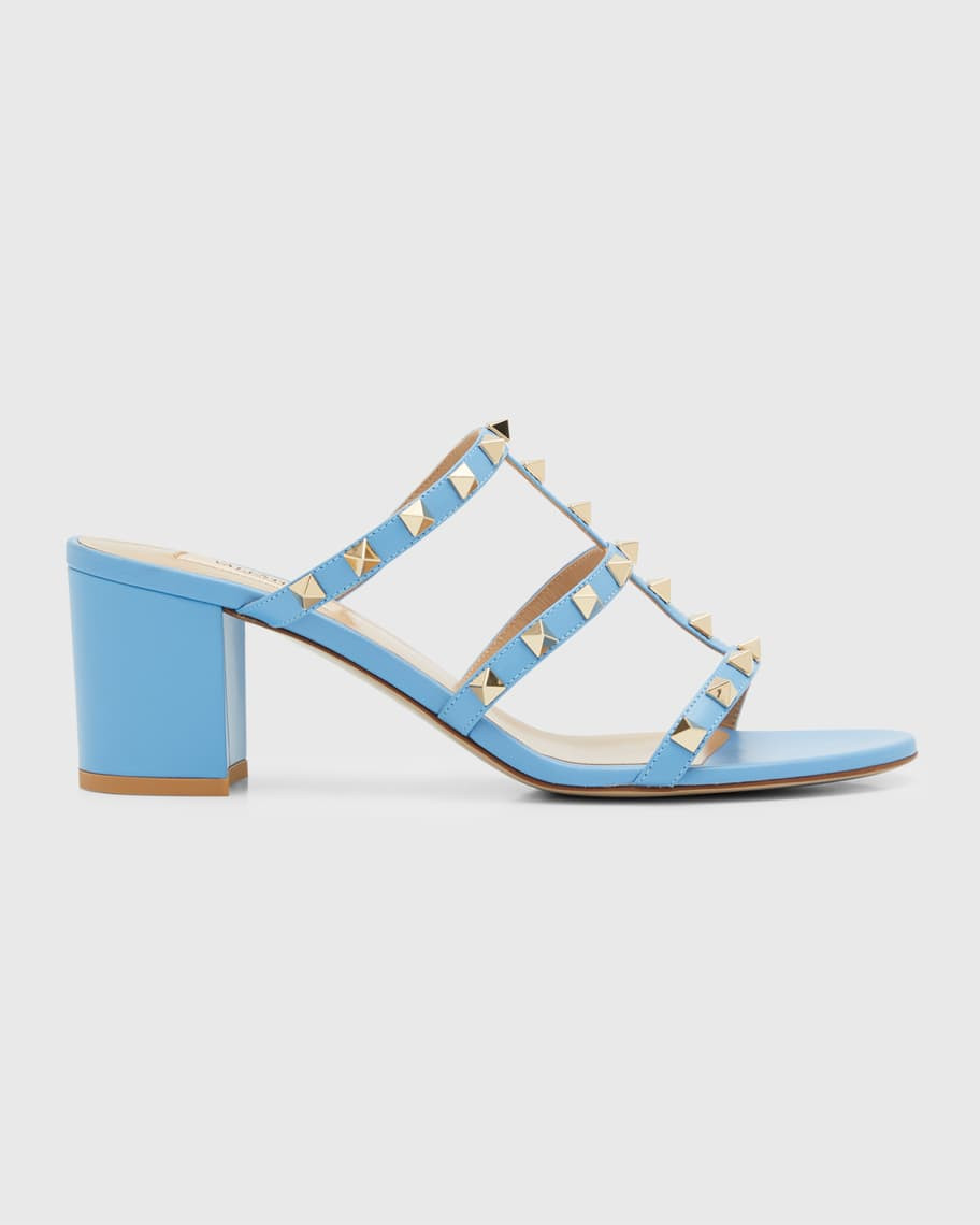 Valentino Garavani Rockstud Caged 60mm Slide Sandals | Neiman Marcus
